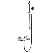Moderne Wall Mount Termostatisk Sliding Dusj Blandebatteri med 8 Inch dusjhode og hånddusj (Chrome Finish)