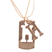 Women's Golden Copper and Steel Chain Necklace with Alloy H Letter Pendant