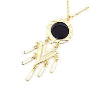 Femmes en alliage d'or Collier Classique Long Traquet avec un noir onyx