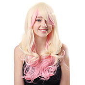 Lolita Wave Wig Inspired by Zipper Golden and Pink Mixed Color 65cm Punk