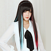 peruca lolita inspirado preto destaques do punk 70cm de comprimento