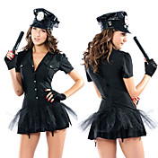 Sexy Cool Nero Poliestere Polizia Donne Costume Bombshell (3 Pezzi)
