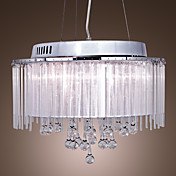 Beautiful Crystal Drop 5-Light Pendant Light with Fabric Lamp