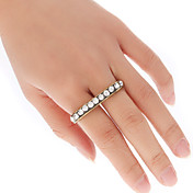 Rhinestone elegante Retro cravejado anel de dedo dobro