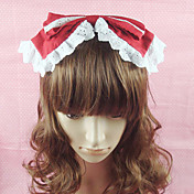 Handmade Red and White Satin Sweet Lolita Headband with Lace