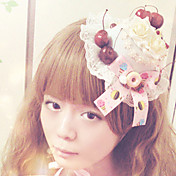 Handmade Cherry Bianco e Rosa poliestere Sweet Lolita Hat