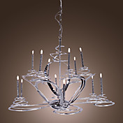 Modern Stainless Steel Chandeliers with 12 Lights Candle Style