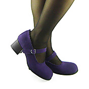 Handmade Purple PU Leather 4.5cm High Heel Classic Lolita Shoes