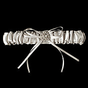 Raso bowknot incantevole e giarrettiera da sposa di cristallo