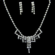 Glänzende Legierung mit Strass Damen Schmuck-Set einschließlich Halskette, Ohrringe