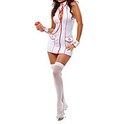 Skinny White Spandex Nurse Uniform(5 Pieces)