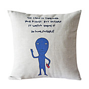 Azul extra-terrestre algodão / linho fronha decorativa