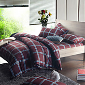 4pcs morden braun Karo Flanell Bettbezug Set