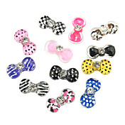 24PCS 3D Half Cover Resin Nail Decorations Diamond Cartoon Round Bow Tie