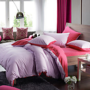 4pcs morden lila / rote Feststoff Flanell Bettbezug gesetzt