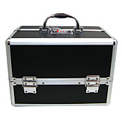Negro 3 bandejas de joyas comestic Maquillaje Organizador de tren caja de aluminio caja
