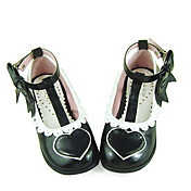 Handmade Black and White PU Leather Flat Sweet Lolita Shoes
