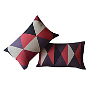 Conjunto de 2 geométrica fronha de algodão / linho decorativa