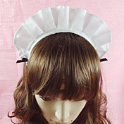 Handmade White Cotton Country Lolita Headband with Black Ribbon