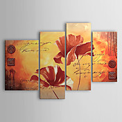 peints à la main peinture à l'huile florale avec cadre étiré - jeu de 4