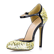 Elegant Leatherette Stiletto Heel Closed Toe Pumps With Sequin Party / Evening Shoes