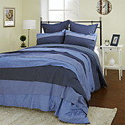 Chambray Multi-bleu coton plissé Double / Queen / King Housse de couette 3-Piece Set