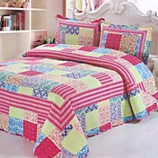 3pcs bunt karierten gewaschener Baumwolle Decke gesetzt