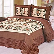 3pcs Kaffee floral gewaschener Baumwolle Decke gesetzt