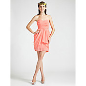 Sheath/Column Sweetheart Short/Mini Chiffon Bridesmaid Dress