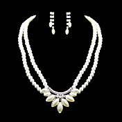 Stylish Imitation Pearl With Rhinestone Women's Jewelry Set Including Necklace,Earrings