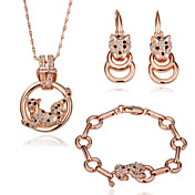 Unique 18K Plated With Rhinestone / Crystal Women's Jewelry Set Including Necklace,Bracelet,Earrings