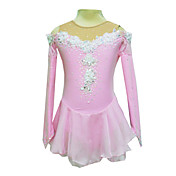 Dumb Light Spandex Elasticated Ｎet Silk Flowers Figure Skating Clothing Pink