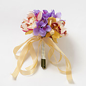 Forme Satin Jolie Ronde Avec Bouquet de mariée ruban