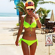 Kvinder Sexy fluorescerende farve Bikini med Bra Pads & Steel Palle