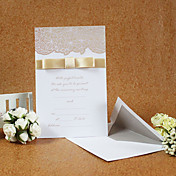 Elegante diseño simple invitación de la boda con la cinta (conjunto de 50)