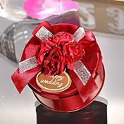 "Happy Wedding" Round Metal Favor Tin With Flower (Set of 6)