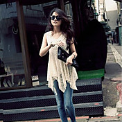 Women's Sleeveless Lace Top with Asym Hem