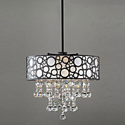 60W moderne kristallen kralen hanglamp met 4 Lights en Zwart-Wit Drum Shade