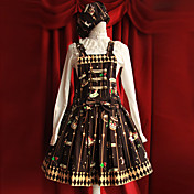 Diversión linda Parque corto sin mangas vestido de algodón dulce Brown Lolita