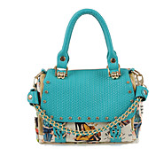 Women's Euramerican Print Chain PU Satchel(25*22*12cm)