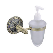 Antique Style Antique Bronze Finish Wall Mounted Brass Round Shape Liquid Soap Dispenser Rack