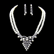 Perlas de imitación elegante con joyería de diamante de imitación de la Mujer Establecer como collares, aretes