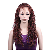 With Stretch On The Crown Loose Curly 22" Brown Color 100% Indian Remy Full Swiss Lace Wig