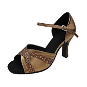 Customized Satin Ankle Strap Latin / Ballroom Women's Dance Shoes With Buckle