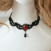 Moda collar de encaje con Artificial Rubí