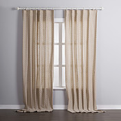 (Two Panels) Classic Linen Romantic Heart-shaped Nature Lined Curtains
