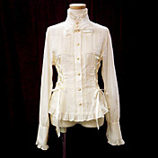 Langærmet Cotton Prinsesse Lolita Bluse med bånd