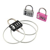 Al Alloy Cartoon 3-digit Combination Padlock with 60cm Tightwire (Random Color)