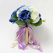 Round belle main liée bouquet de mariage de satin rose