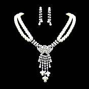 Pérola de imitação bonita com Jóias strass Mulher Conjunto, incluindo colar, brincos